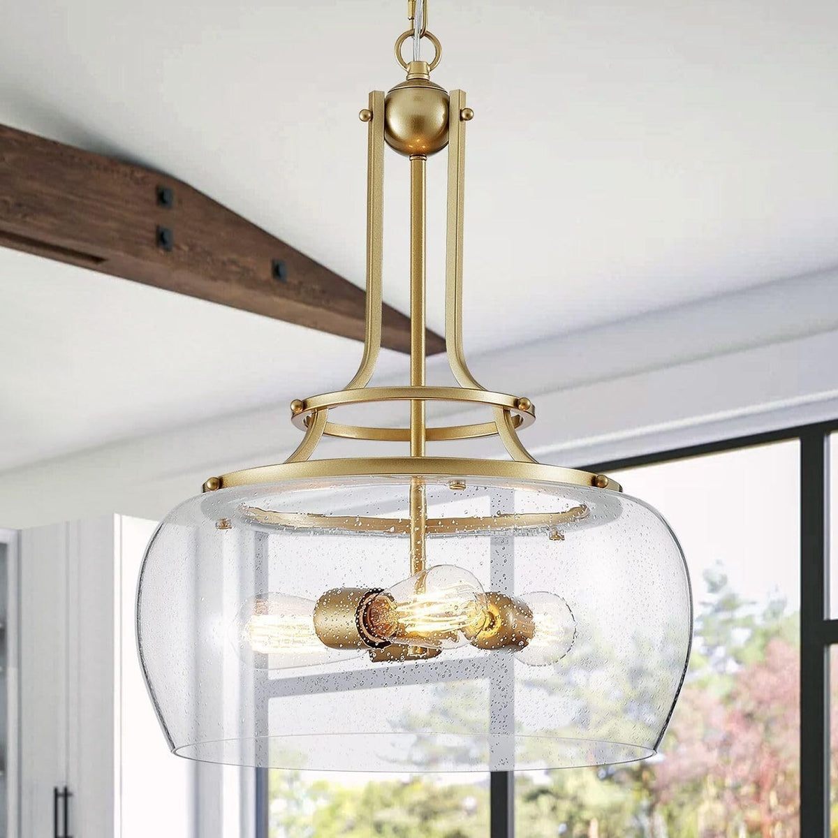 Chandelier Rustic Farmhouse Industrial Round Ceiling Pendant LED Light