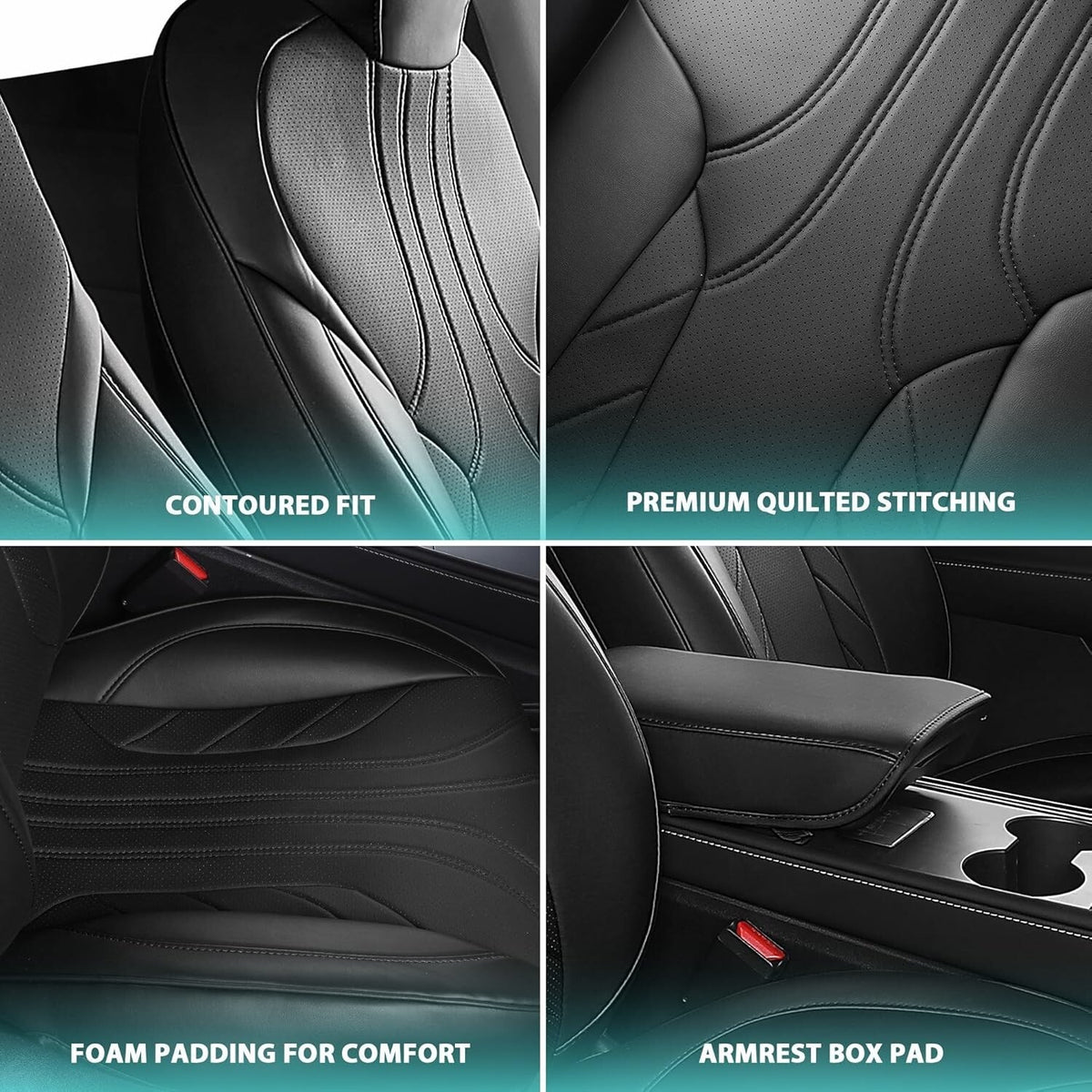 Custom Fit for Tesla Model Y Seat Covers Model Y - 5 Seater Full Set Black