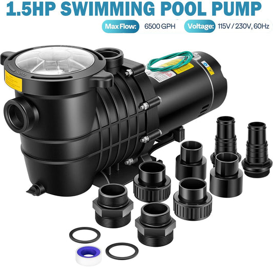 1.5HP Pool Pump 6500GPH Self Priming 115V/230V In/Above Inground Swimming Pool