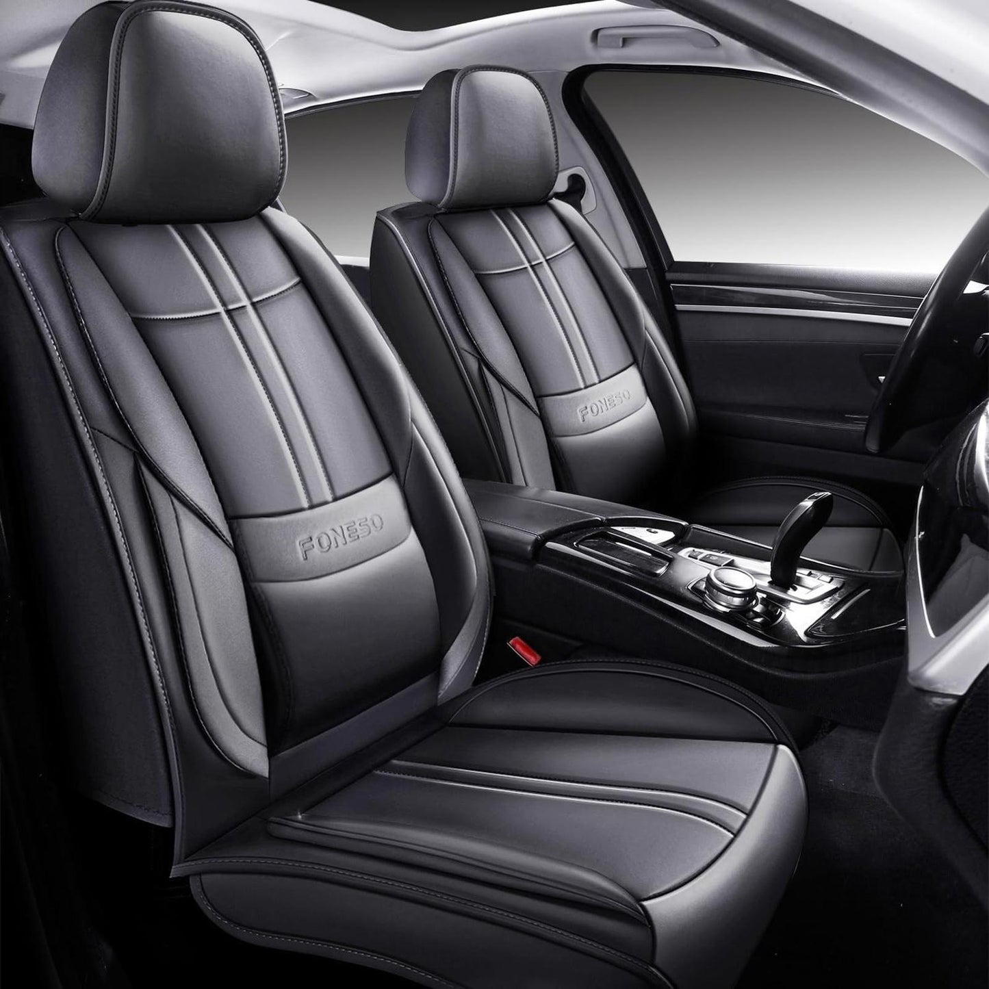 Universal Car Seat Covers 5 Seats, Nappa Leather Automotive Seat Covers Non-Slip
