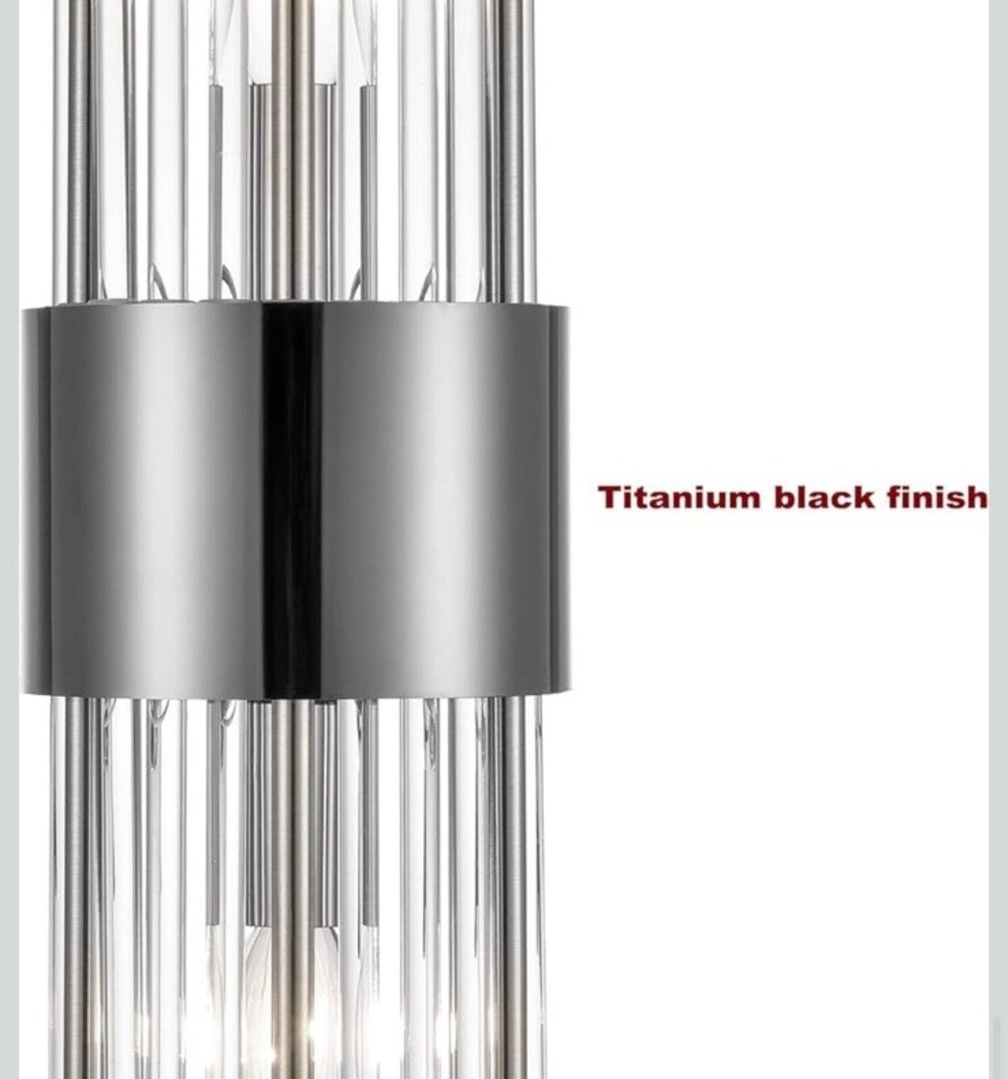 2-Light Modern Wall Sconce Titanium Black Metal with Clear Class Crystal Vanity