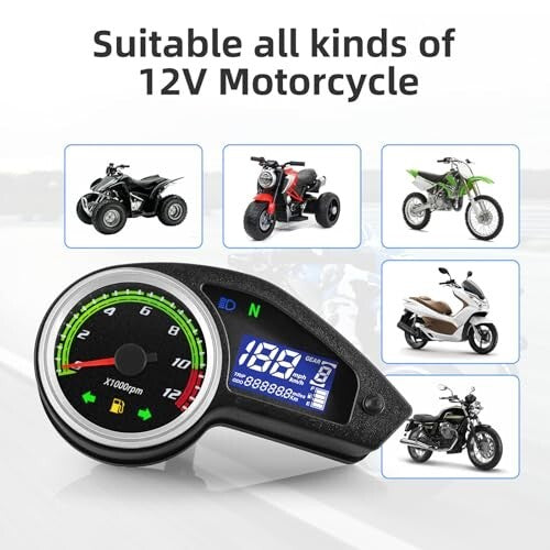 Motorcycle Speedometer Gauge Digital Speedometer for Motorcycle LCD Gauge