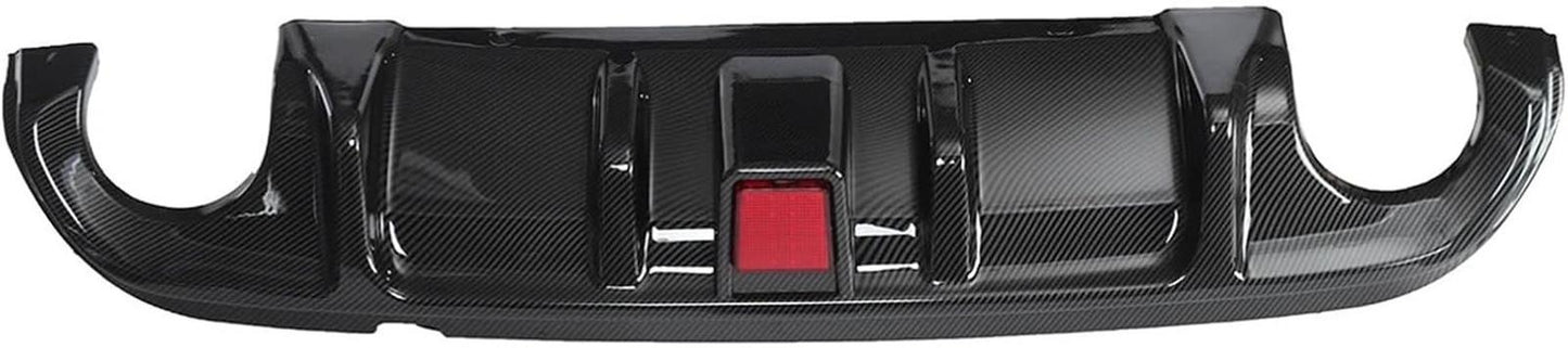 Carbon Fiber Look/Black Car Rear Bumper Diffuser Fins W/Led Brake Light Lamp