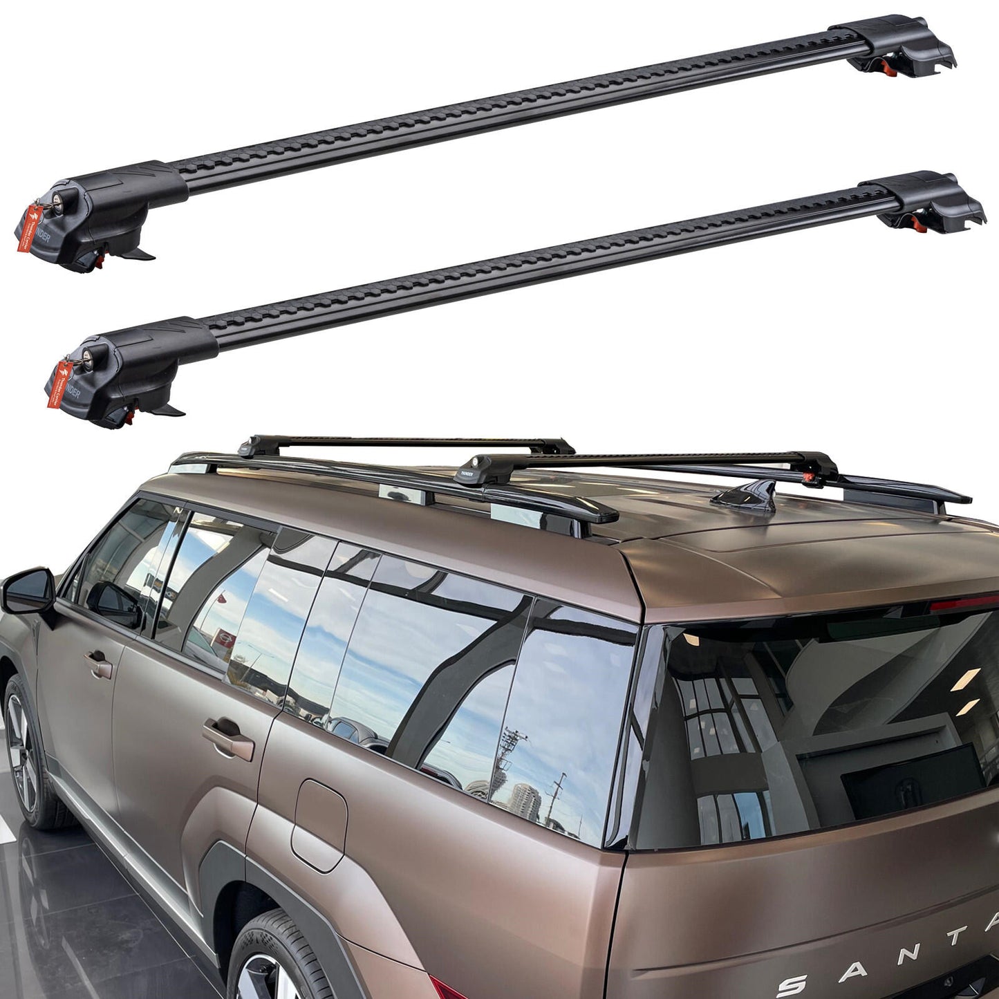 Roof Racks Cross Bars for Hyundai Santa Fe 2024-26 Aluminum Black-Gray lockable