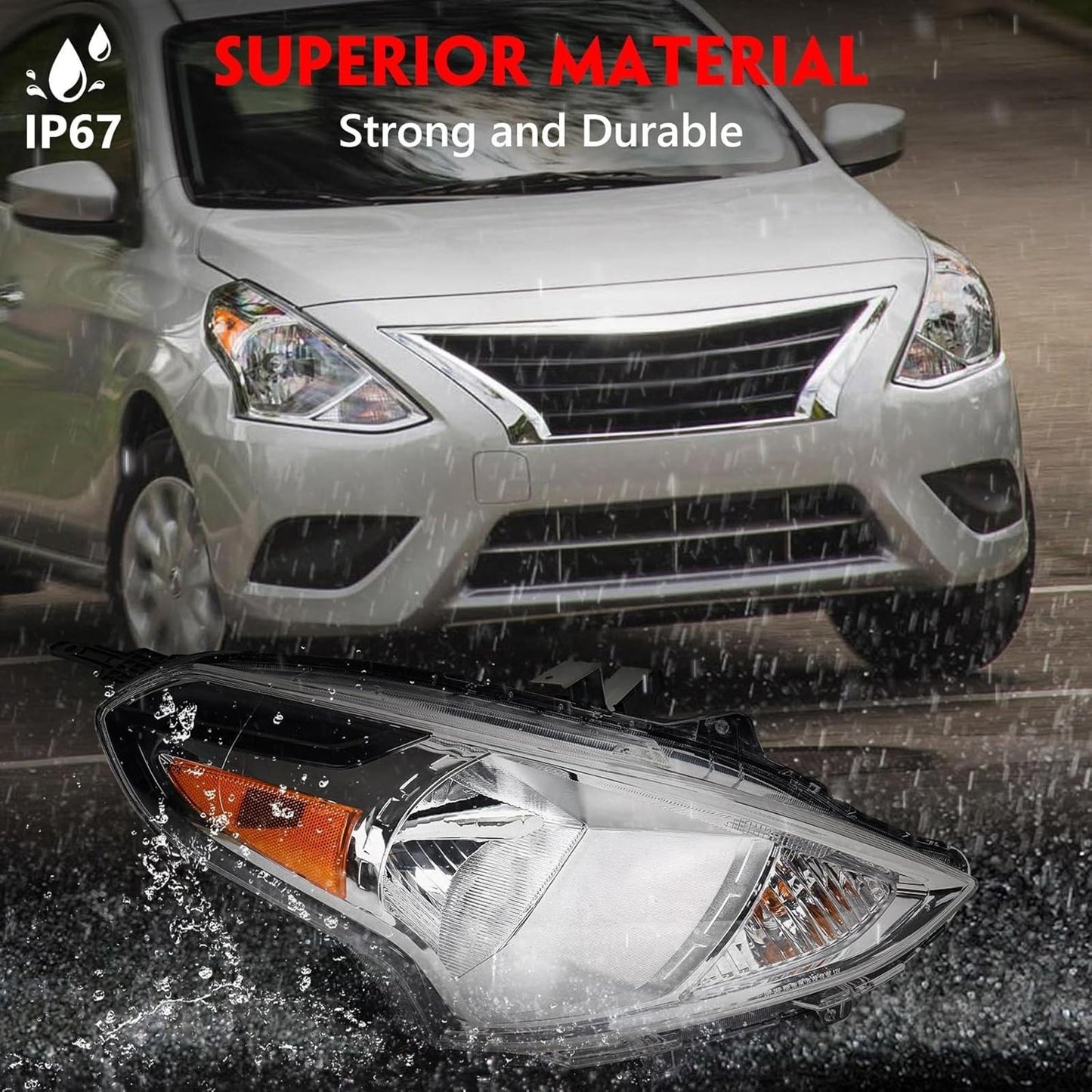 Halogen Headlight Assembly Fit for Nissan Versa 2015-2019 RH