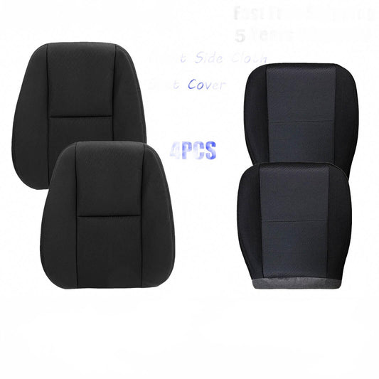 Driver&Passenger Bottom+Top Cloth Seat Cover For 2007-2014 Chevy Silverado Black