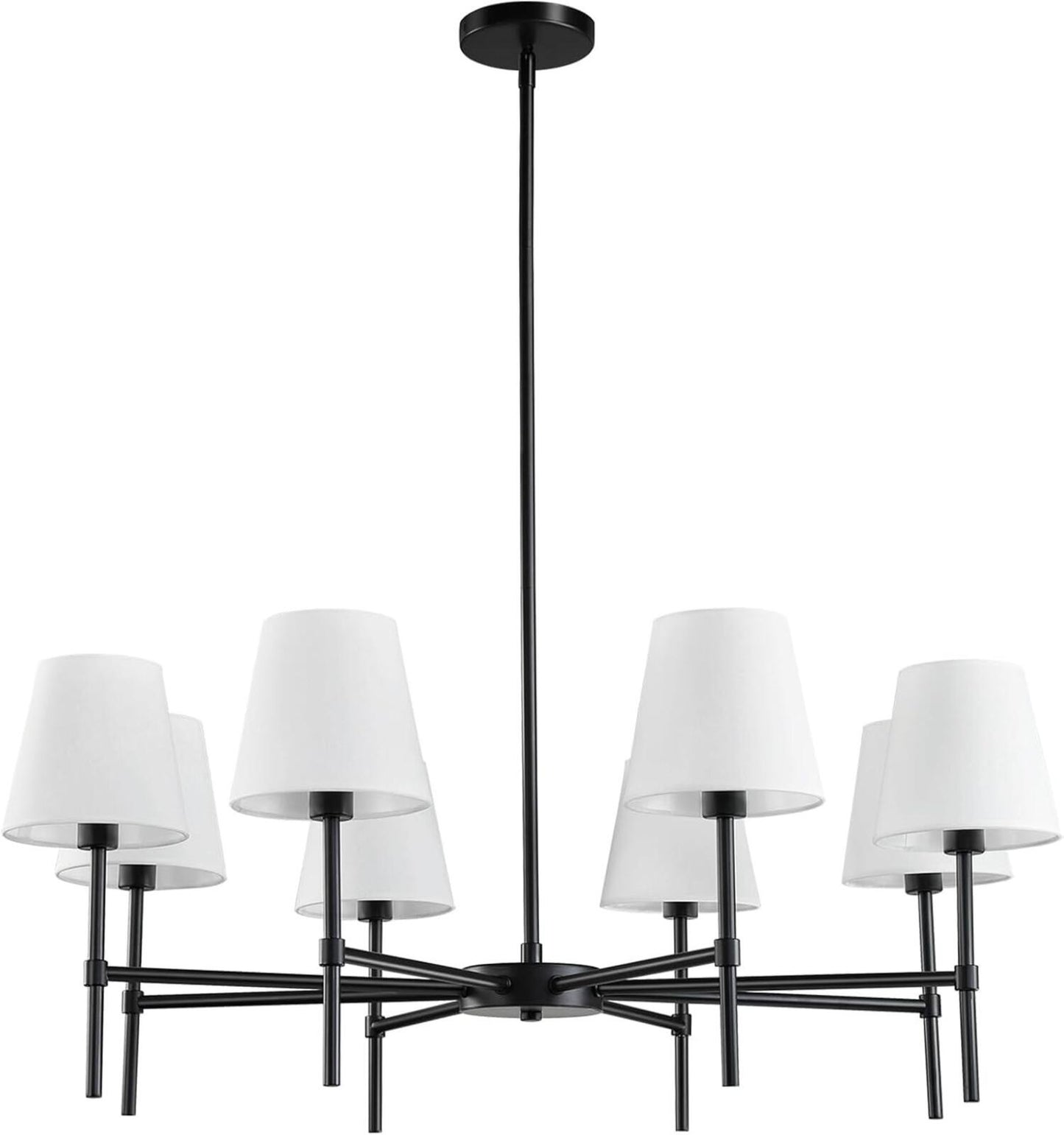 Dining Room Chandeliers Light - Modern Black Chandelier, 8-Light Metal Farmhouse