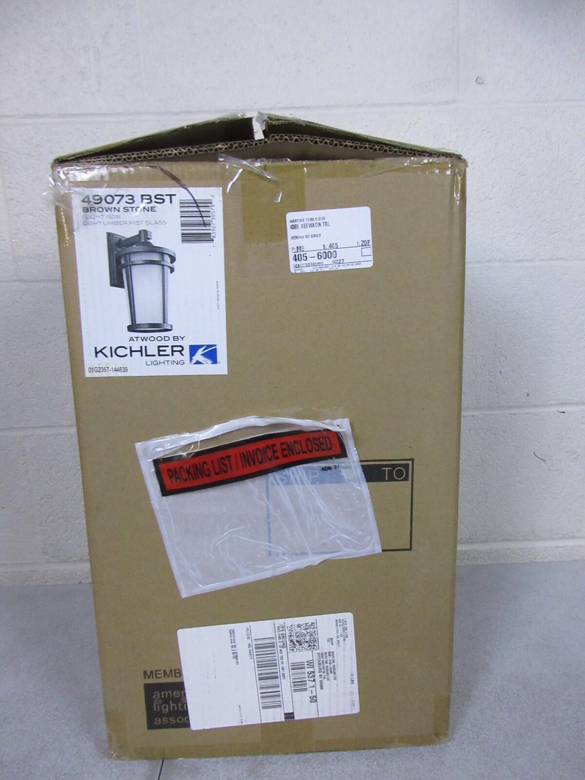 Kichler Atwood 17.75 in. 1-Light Brownst1 Outdoor Hardwired Wall Lantern Sconce