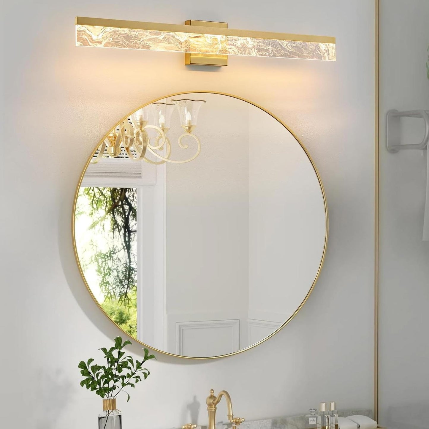 Gold Bathroom Light Fixtures, 32 Inch Modern Vanity Lights for Bathroom 24W