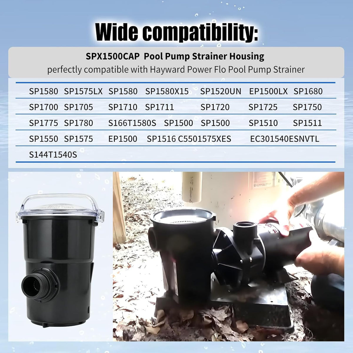 SPX1500CAP Pump Strainer Housing W/Basket Compatible with Hayward Strainer Pump