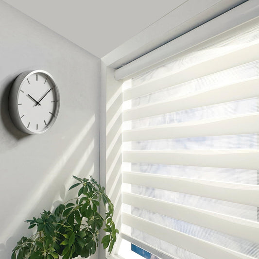 ShadesU Cordless Zebra Blinds 46'x72" – WHITE – Light Filtering Roller Shades