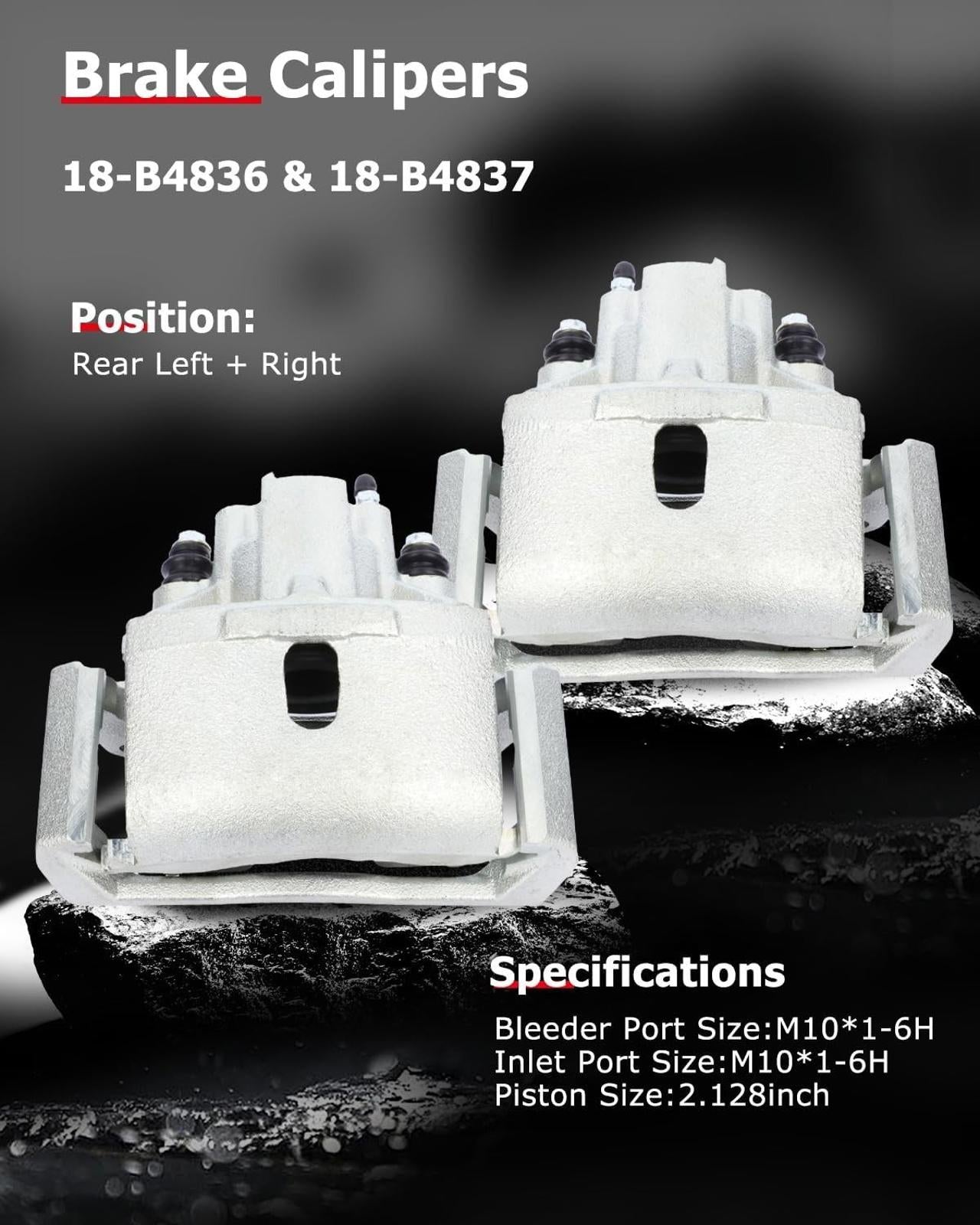 2x Rear Brake Calipers w/Bracket for Dodge Ram 1500 2002-2003 18-B4836 18-B4837