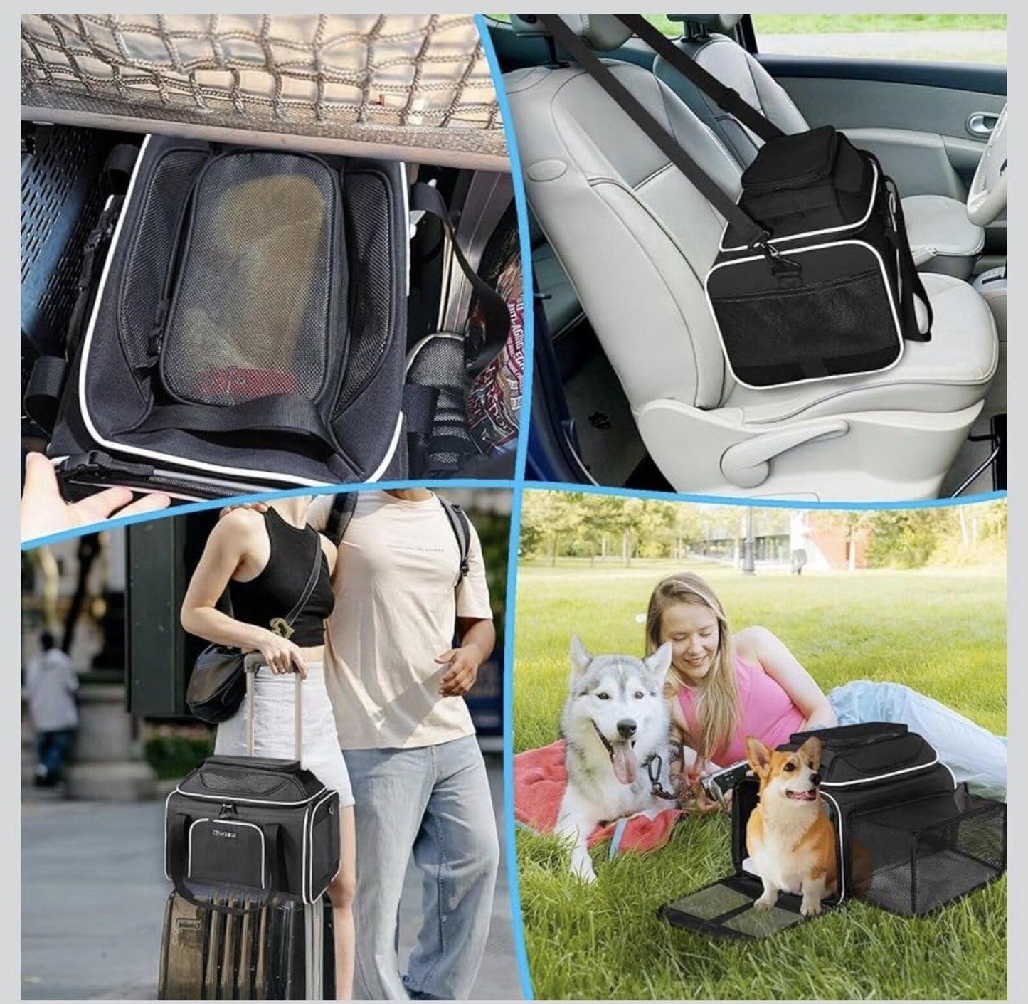 Airline Pet Carrier 18x11x11 Expandable TSA Approved - Delta, United, American