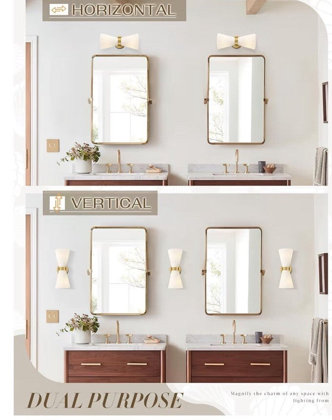 Modern Wall Sconce Set X2 Vanity Up Down Wall Light Brushed Gold Frosted Glass