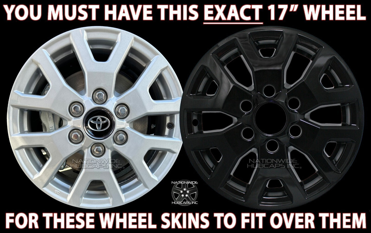 4 fits Toyota Tacoma SR5 2024-2026 Black 17" Wheel Skins Rim Covers Hub Caps