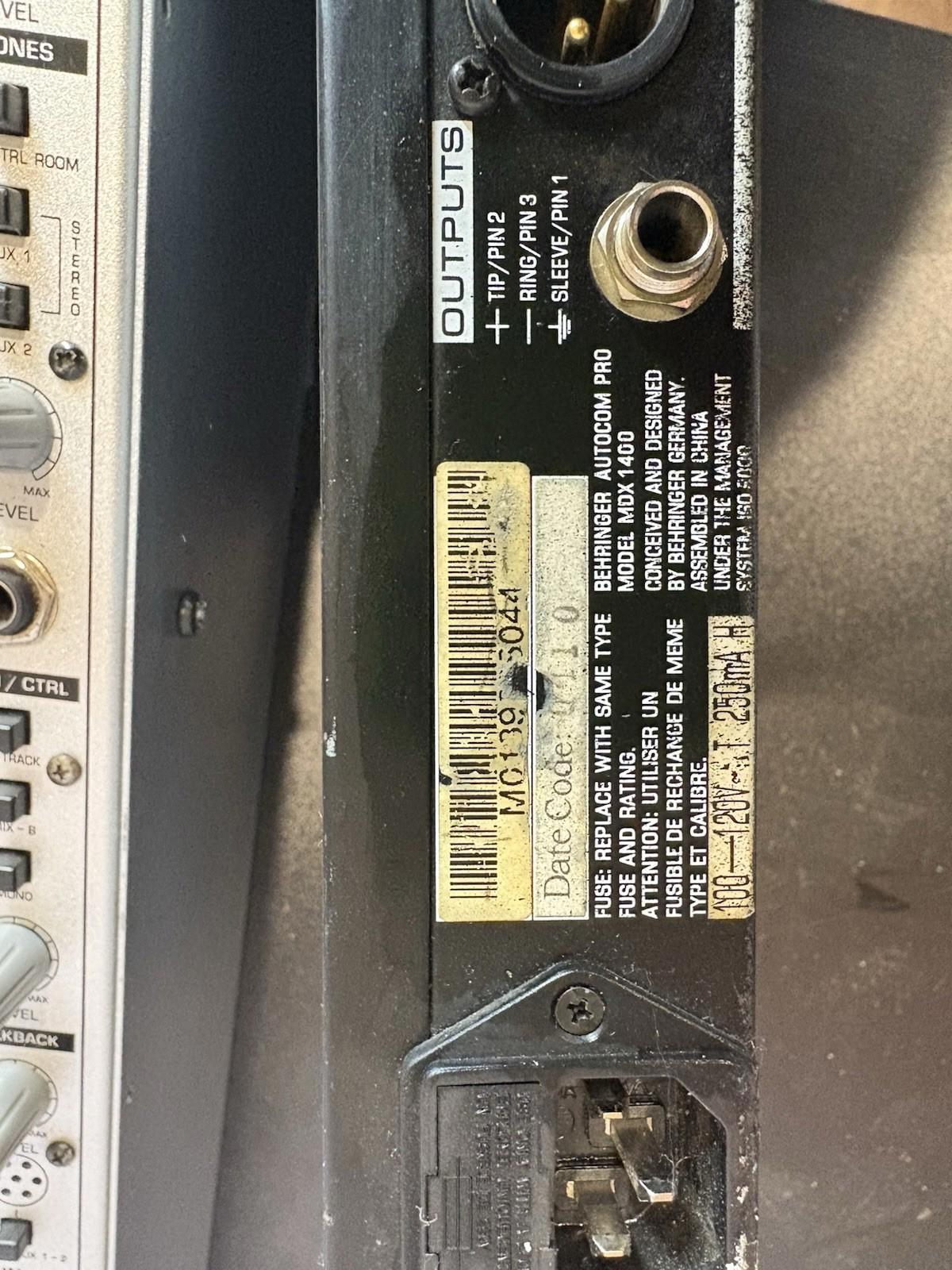 Behringer Eurorack MX 3242X Working Mixing Console Power Supply Crossover