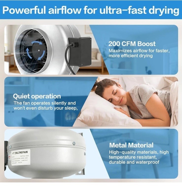 M-4DBT Automatic Dryer Duct Booster Exhaust Fan for Clothes Dryers