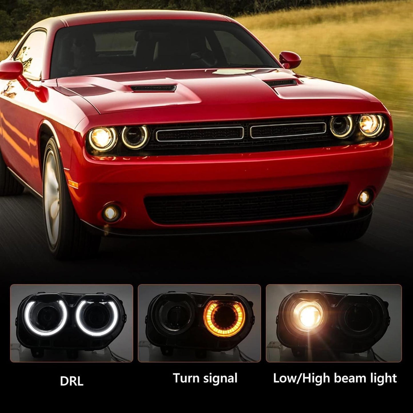 Headlight Assembly for Dodge Challenger 2015-21 Headlamp CH2503267 68174064AF
