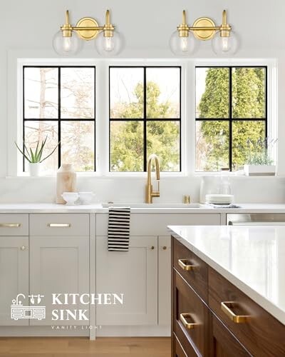 Bathroom Light Fixtures, 2-Light Brushed Gold Vanity Lights with Gold, 2-Light