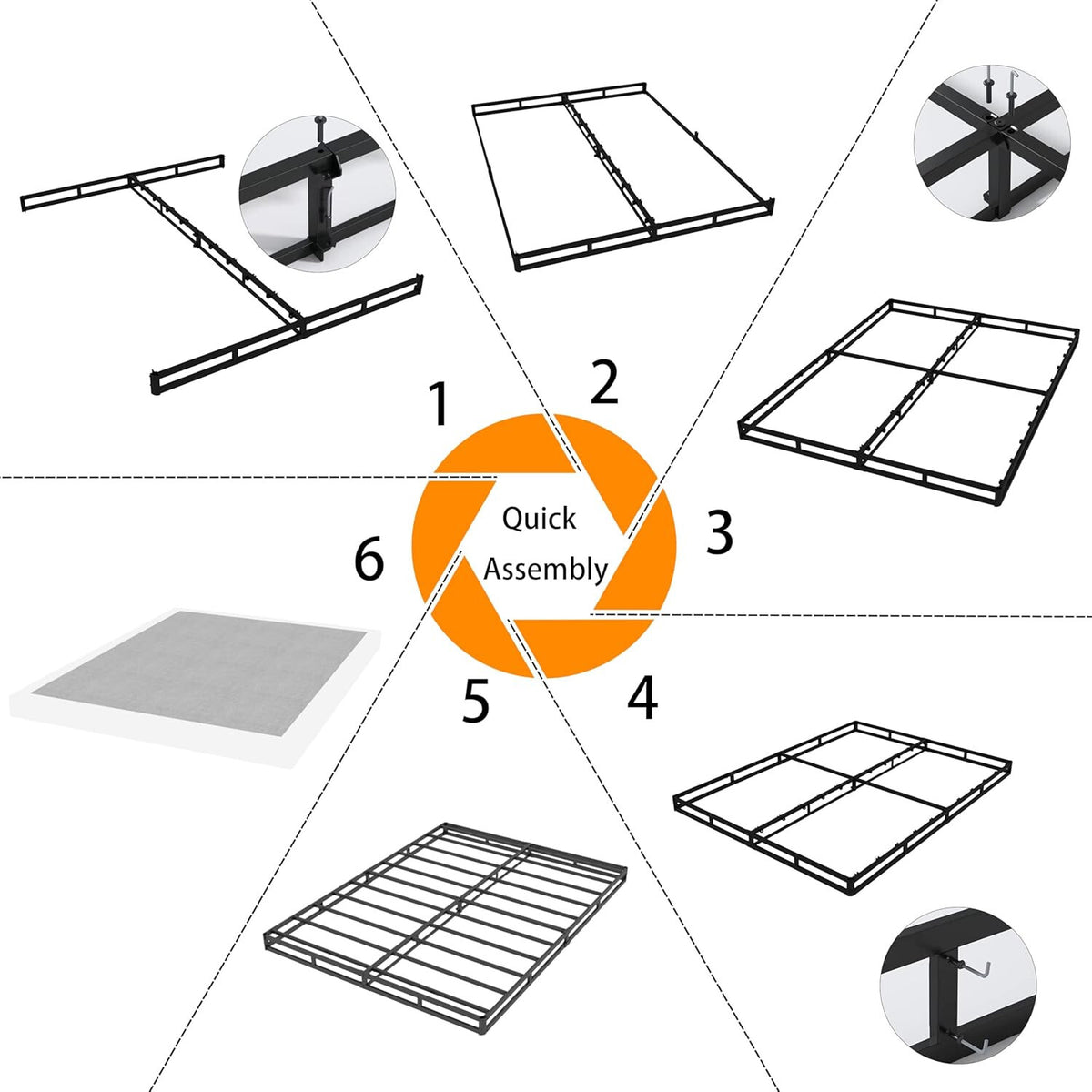 Heavy Duty 8" Full Size Box Spring - Metal Mattress Foundation, Easy Assembly