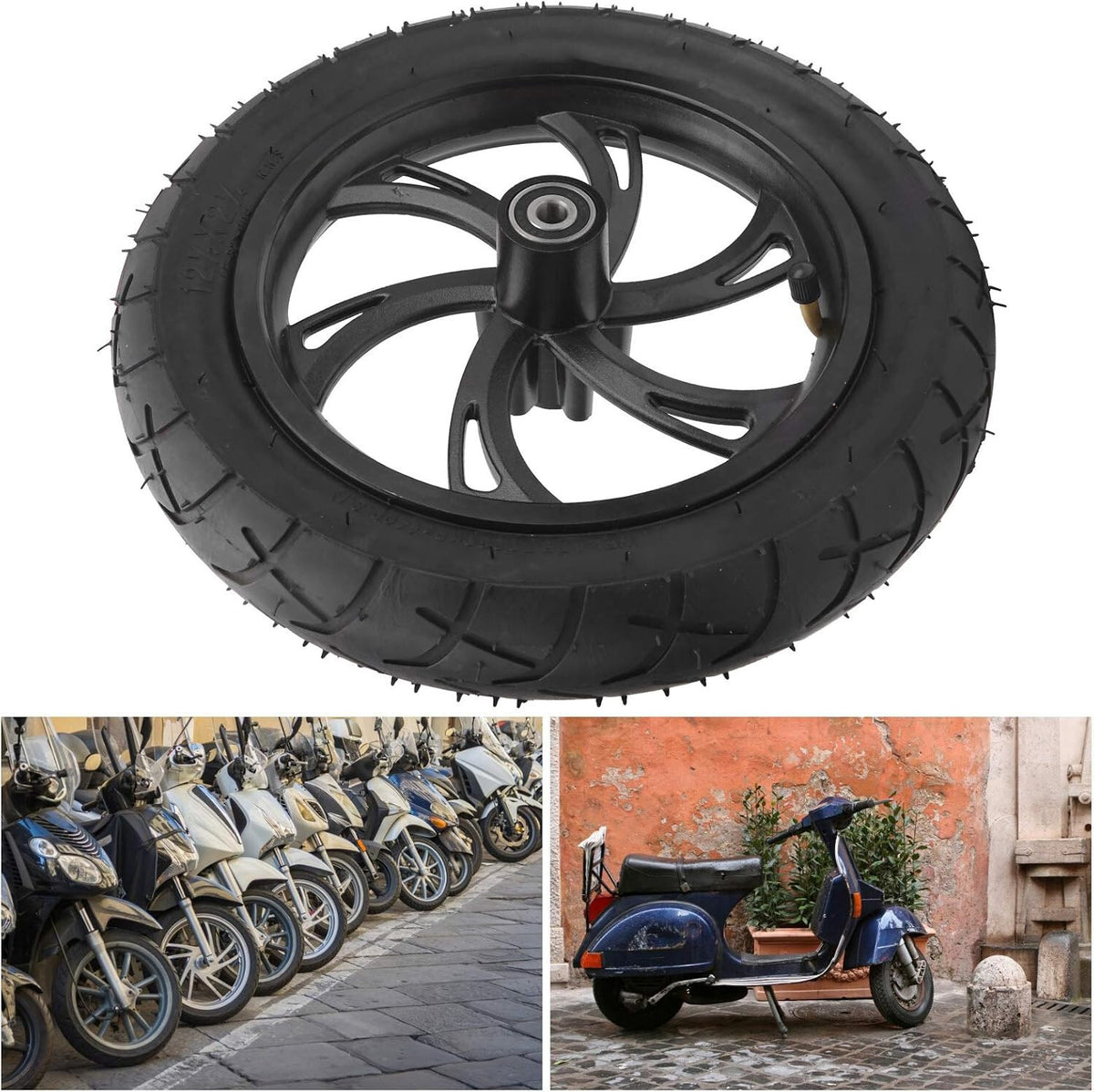 12In Electric Scooter Wheel, Scooter Tire with Wheel Hub Rubber Tyre Replacement