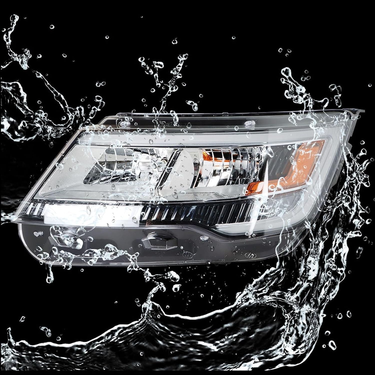 Headlights Assembly Black Bezel DRL Headlamp Left Side for 2016-2018 Explorer ￼