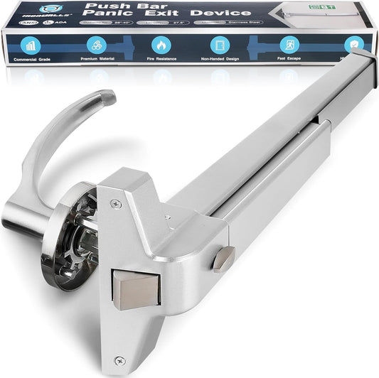 IRONWALLS Door Push Bar Panic Exit Device with Exterior Lever, 70cm/27.5” Stainl