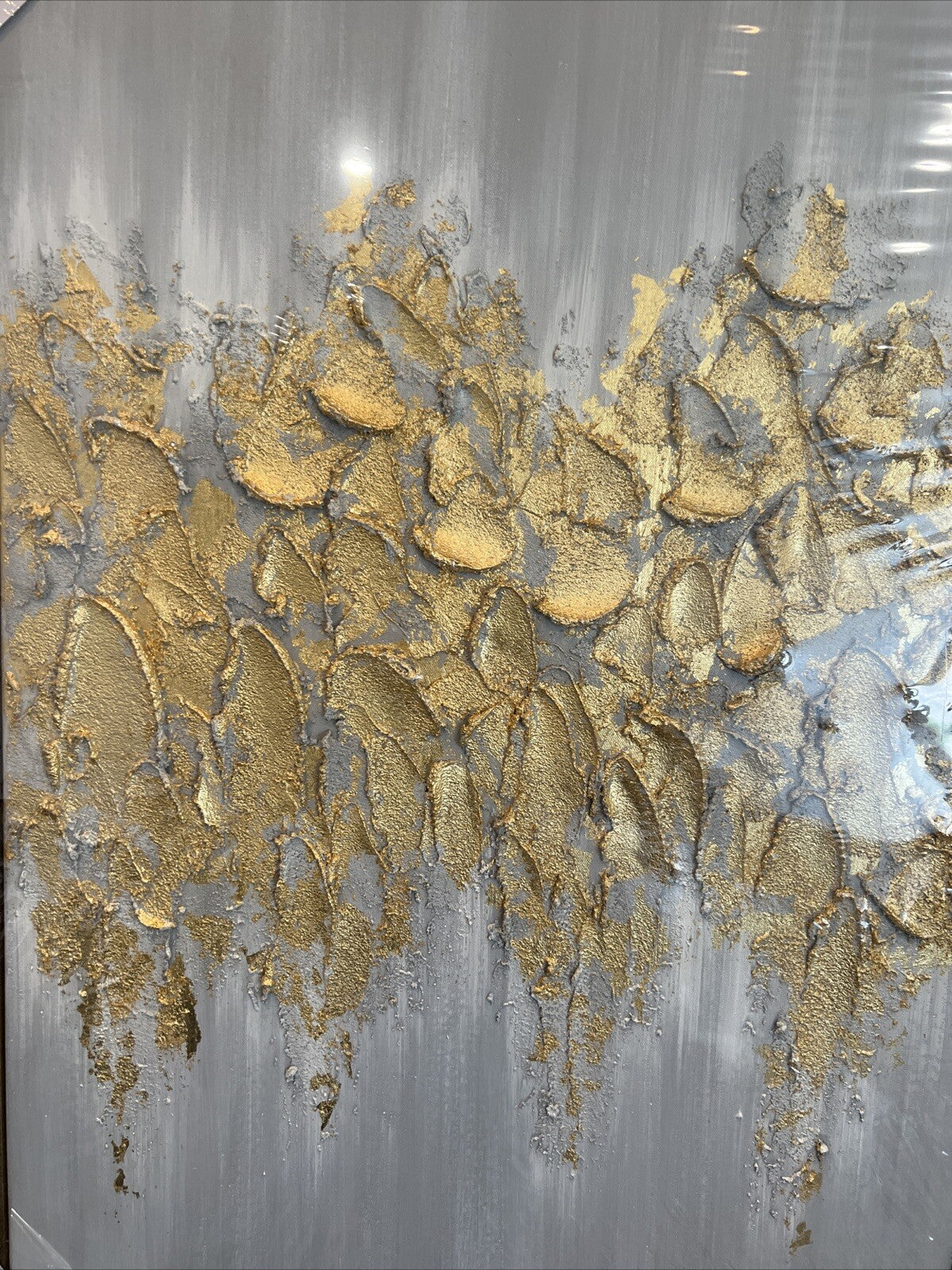  Framed Gold Abstract Wall Art - Glam 24"W x36"H x3Panel Framed Gold&Neutral
