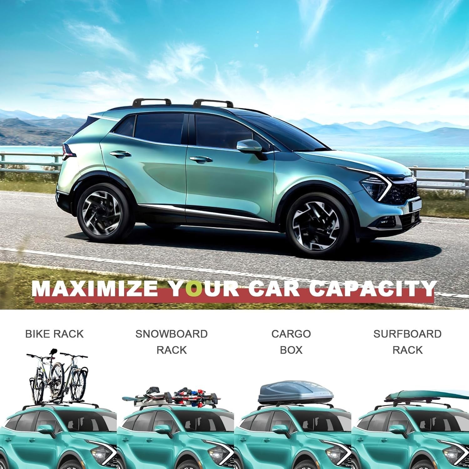KINGGERI Roof Rack Cross Bars for Kia Sportage 2016-2025 SX SX Prestige