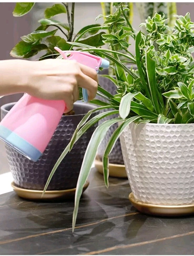10 Inch White Honeycomb Pattern Ceramic Indoor Plant Pot with Drainage and Sauce
