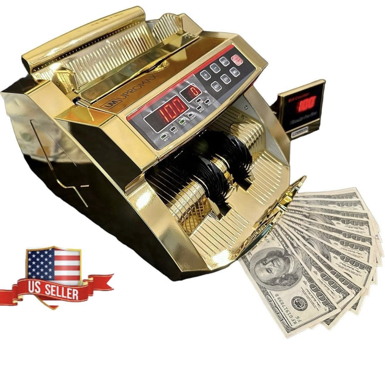 Upromax Gold Money Bill Dollar Counter UV/MG Detection + Counter Display NEW💰🔥