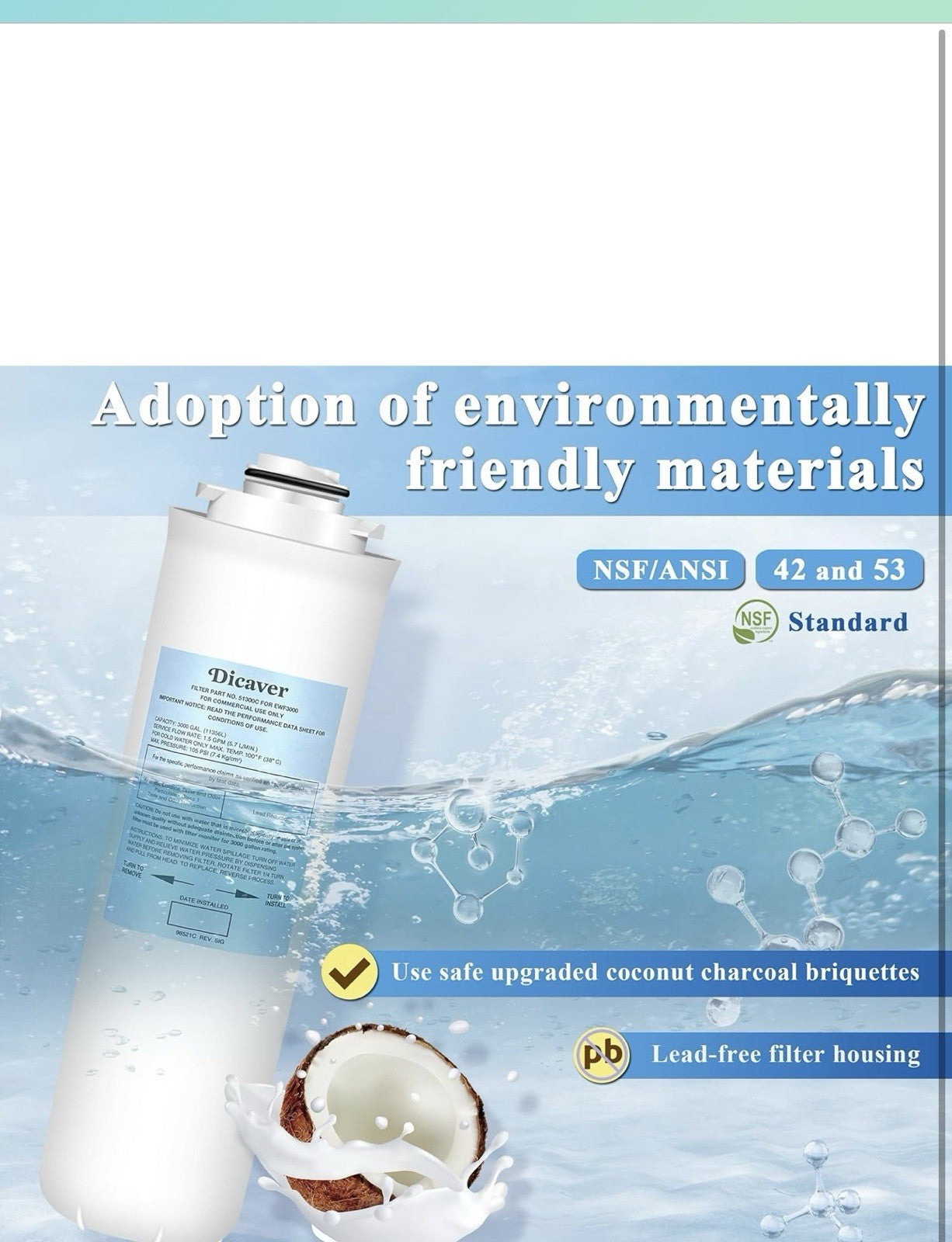 2 Packs Water Filter Replacement for Elkay 51300-C Filters Compatible with Elkay