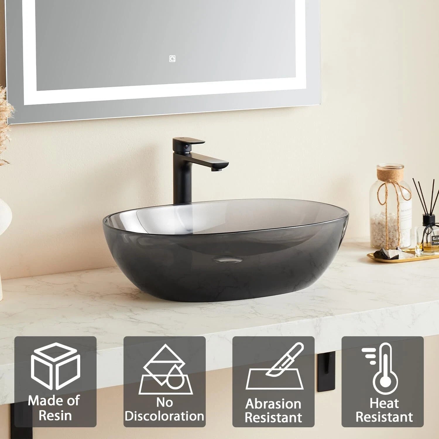 ARTSTONE 22 x 15 Inch Bathroom Vessel Sink and Pop Up Drain Combo Countertop ...
