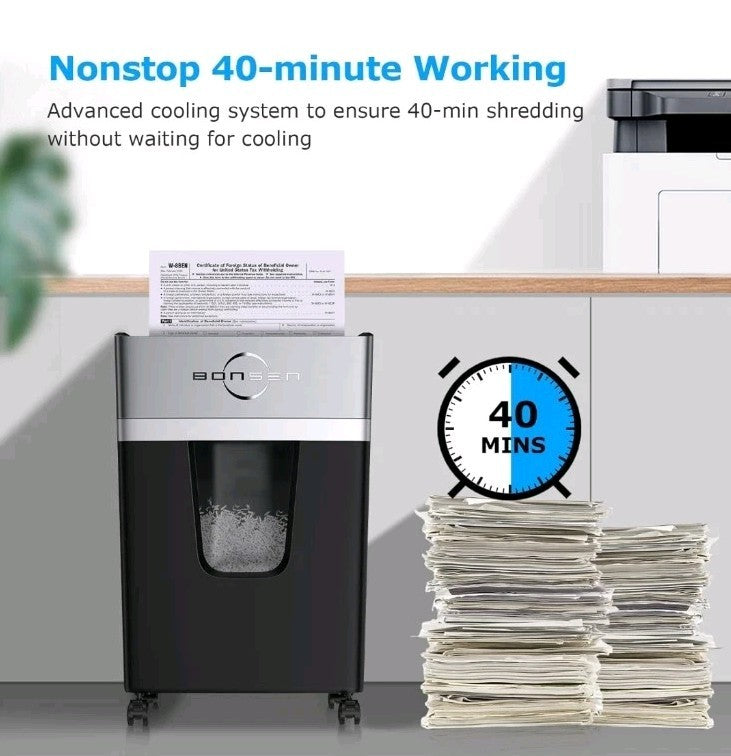 Bonsen 12 Sheet Micro Cut Paper Shredder Home Office Use Security Level Quiet