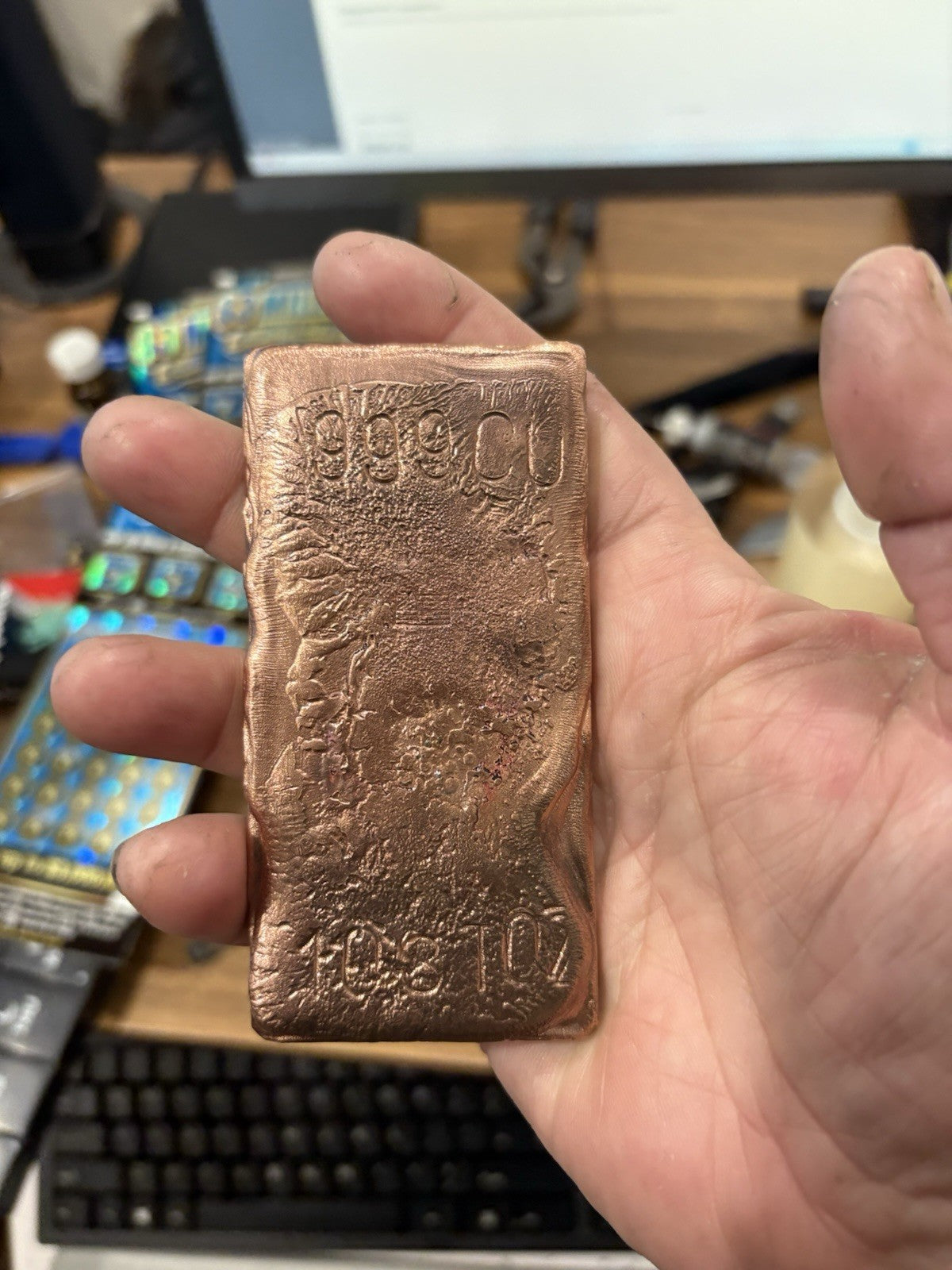 10oz .999 Copper Bullion Ingot Beskar Bar Handmade & High Polished Star Wars 4x2