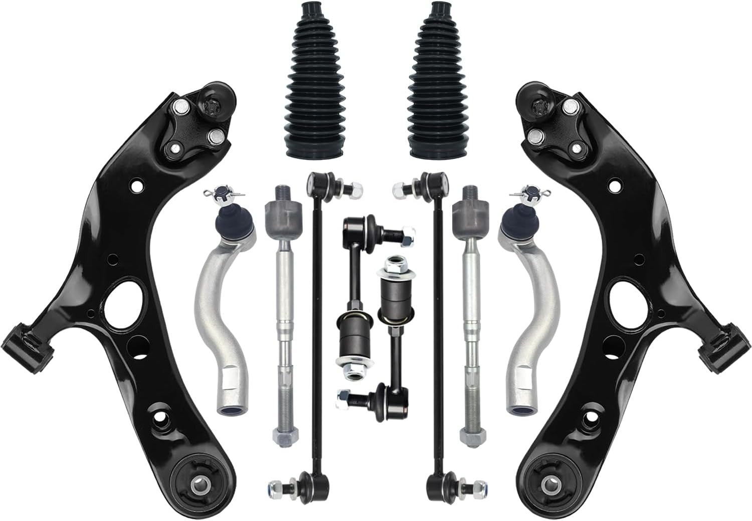14 Piece Front Lower Control Arm Ball Joint Sway Bar Stabilizer Tie Rod Bellows