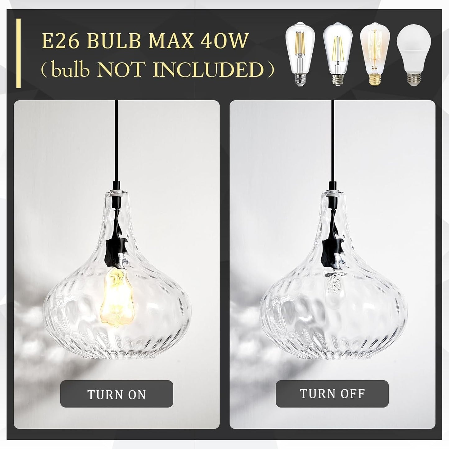 Glass Large Pendant Lights for Kitchen Island Blown Glass Pendant Light 11 inch