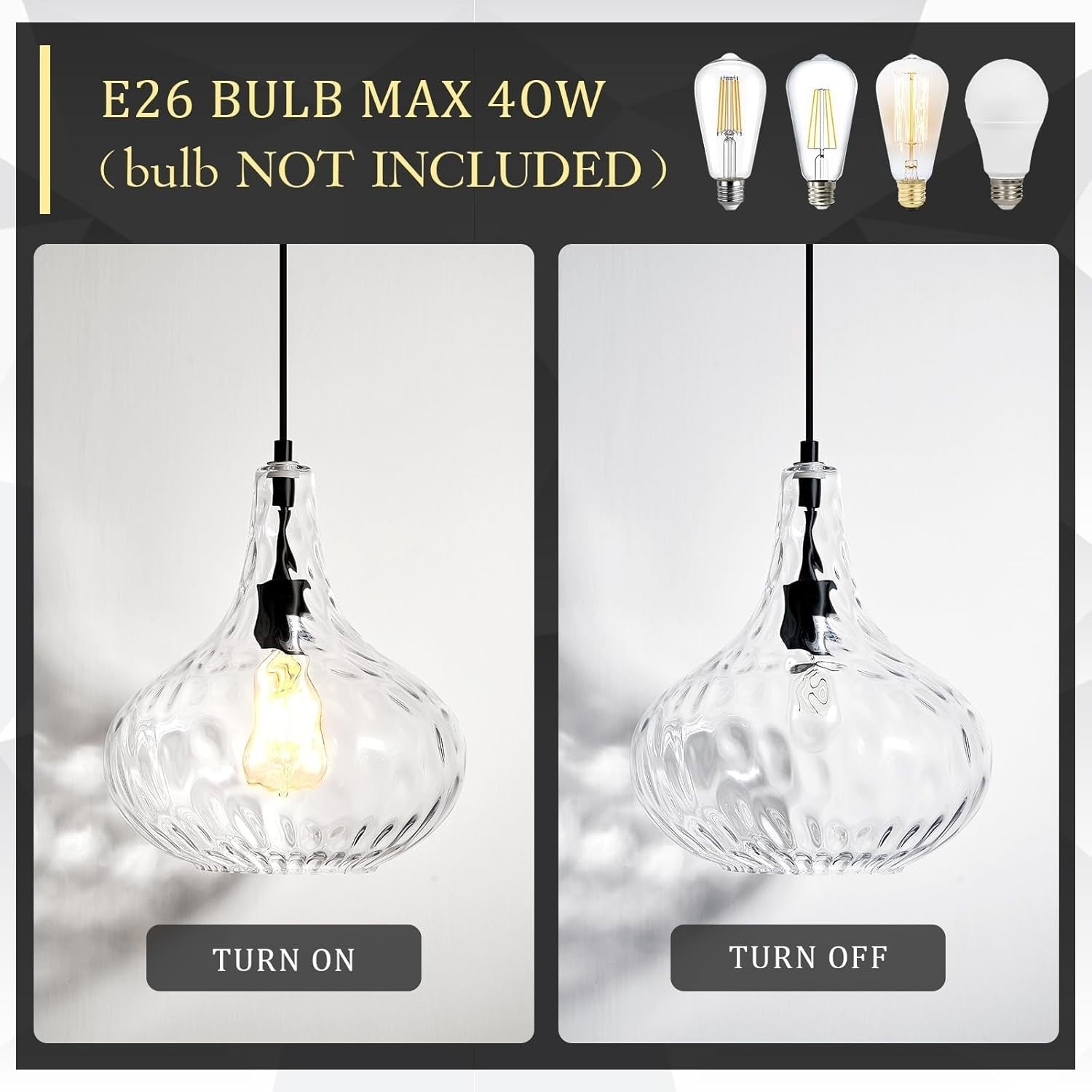 Glass Large Pendant Lights for Kitchen Island Blown Glass Pendant Light 11 inch