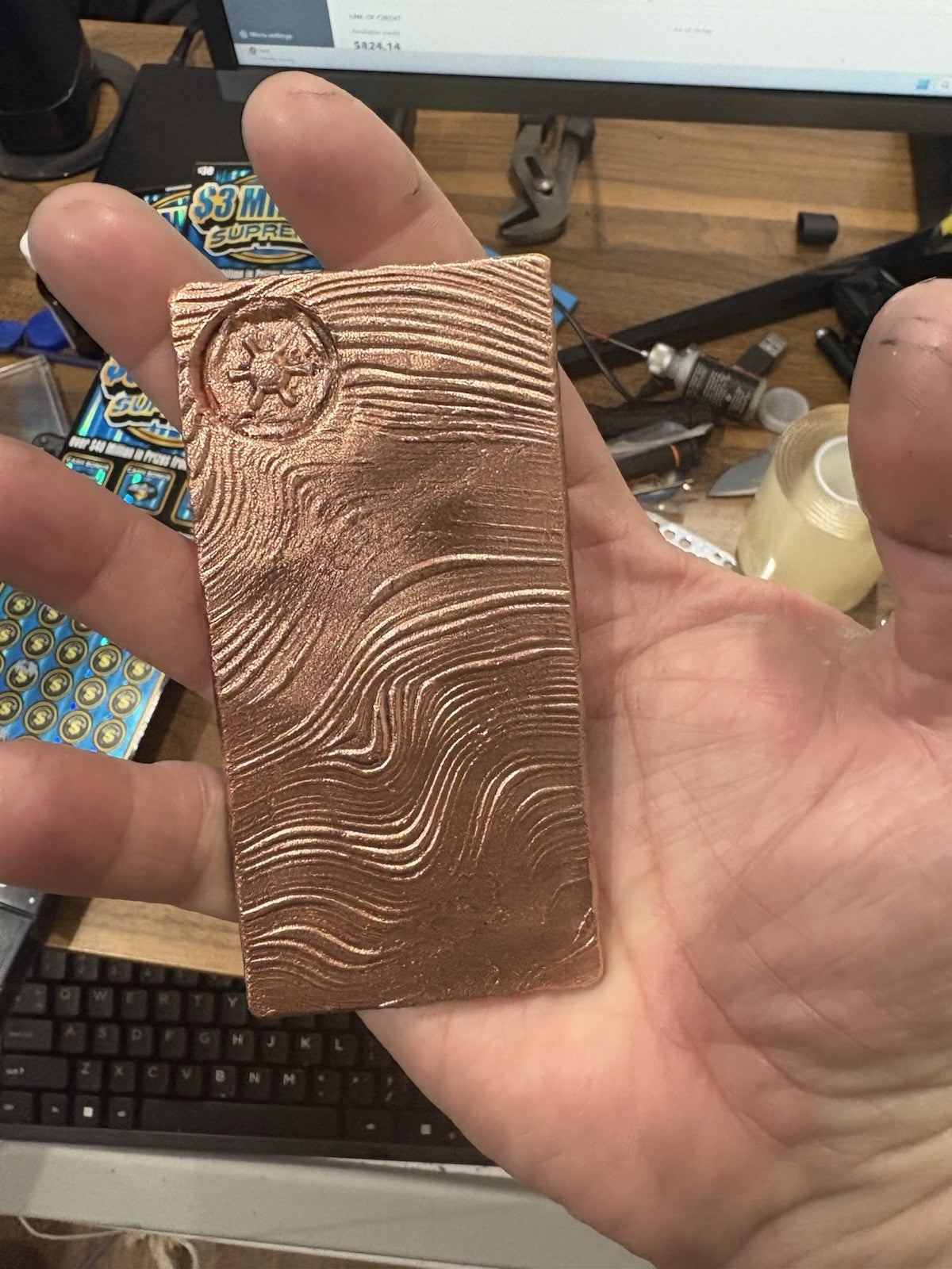 10oz .999 Copper Bullion Ingot Beskar Bar Handmade & High Polished Star Wars 4x2