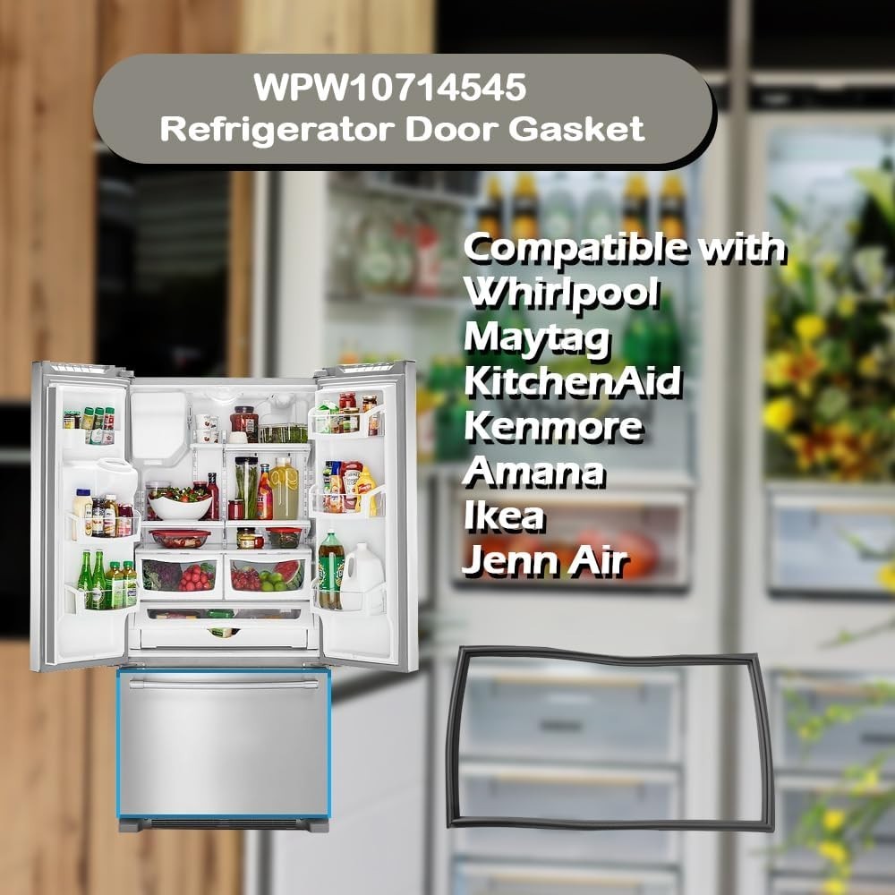 For Whirlpool WPW10714545 W10714545 Refrigerator Freezer Door Gasket