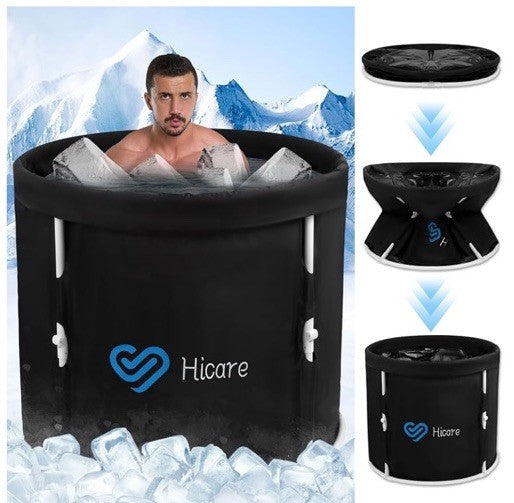 Hicare Foldable Ice Bath Tub - Portable Cold Plunge for Athlete Recovery 31x27in