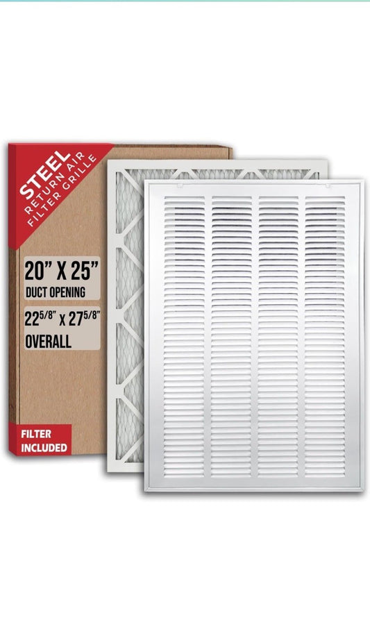 Handua 20x16 Duct Opening Steel Return Air Filter Grille for 1” Filters White