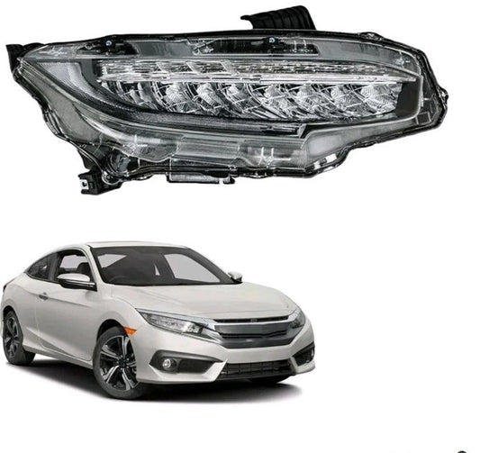 For 2016-2021 Honda Civic Right  Reflector LED Headlight w/ DRL Sequential