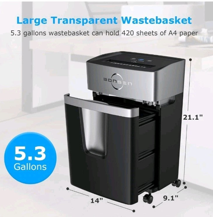 Bonsen 12 Sheet Micro Cut Paper Shredder Home Office Use Security Level Quiet
