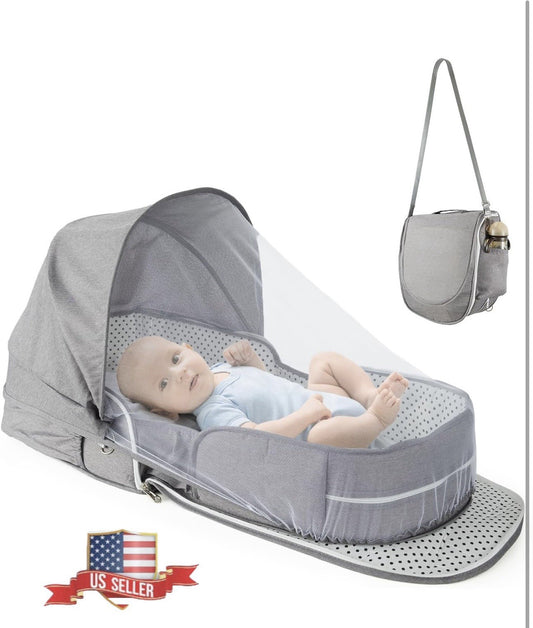 Portable Travel Bassinet For Baby/ Infant Foldable w/Carry Bag Gray