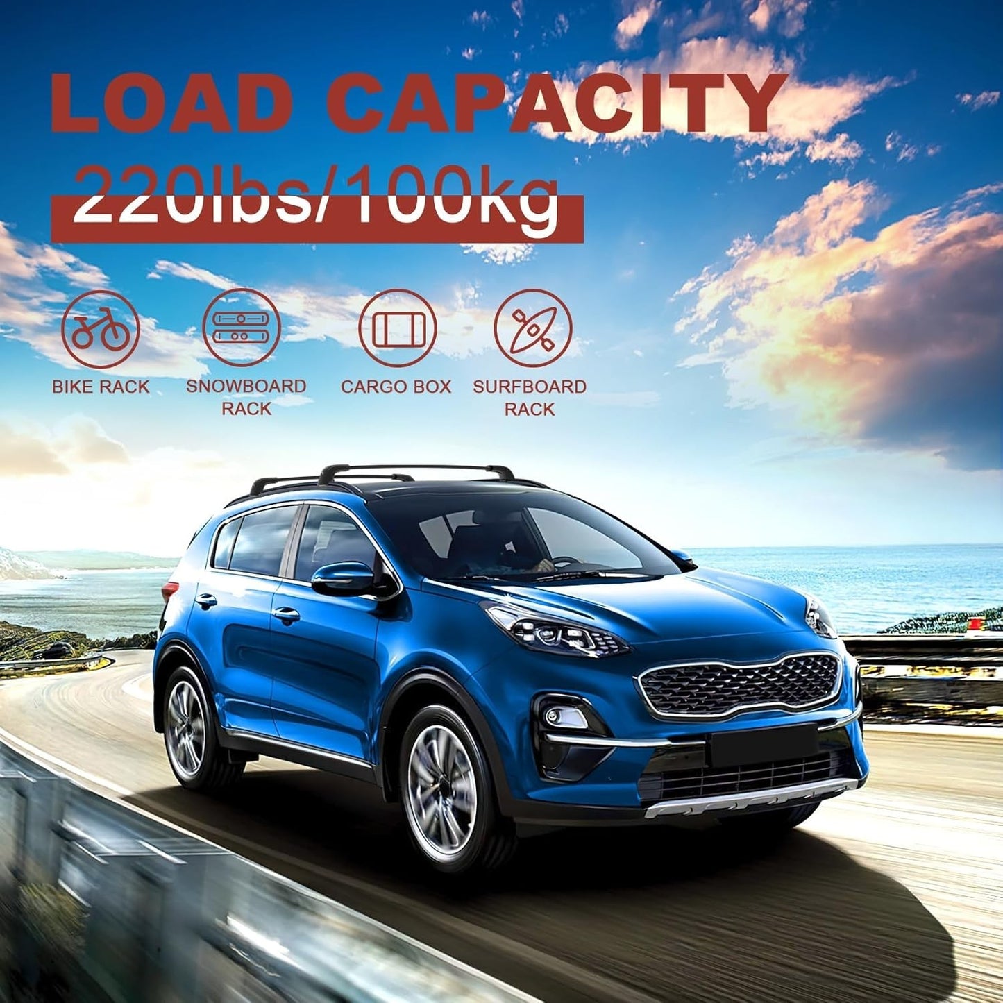 KINGGERI Roof Rack Cross Bars for Kia Sportage 2016-2025 SX SX Prestige