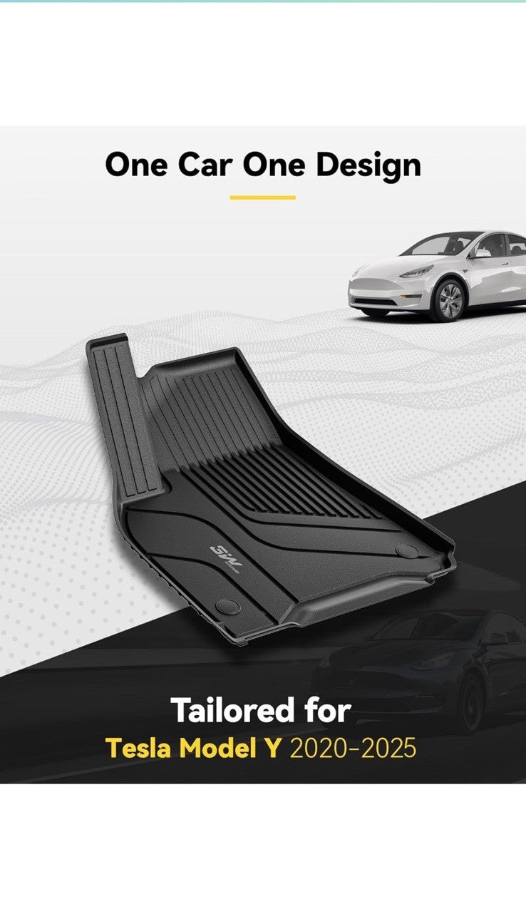 3W Custom 3D Floor mats For Tesla Model Y 2020-2025 Juniper 5 Seater Thick HD