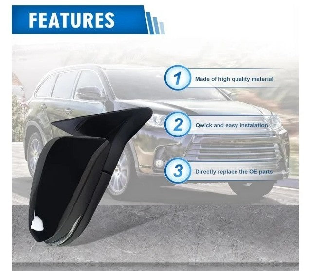 14-19 Toyota Highlander passenger Right Side Mirror Turn Power Heat Fold Blind