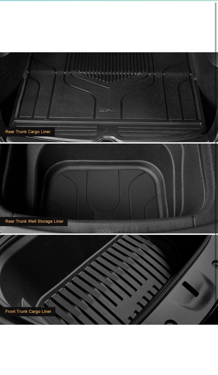 3W Custom 3D Floor mats For Tesla Model Y 2020-2025 Juniper 5 Seater Thick HD