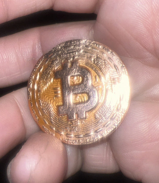 1oz Hand Poured & Polished .999 Copper Art Bullion Double Sided BITCOIN COIN 🅱